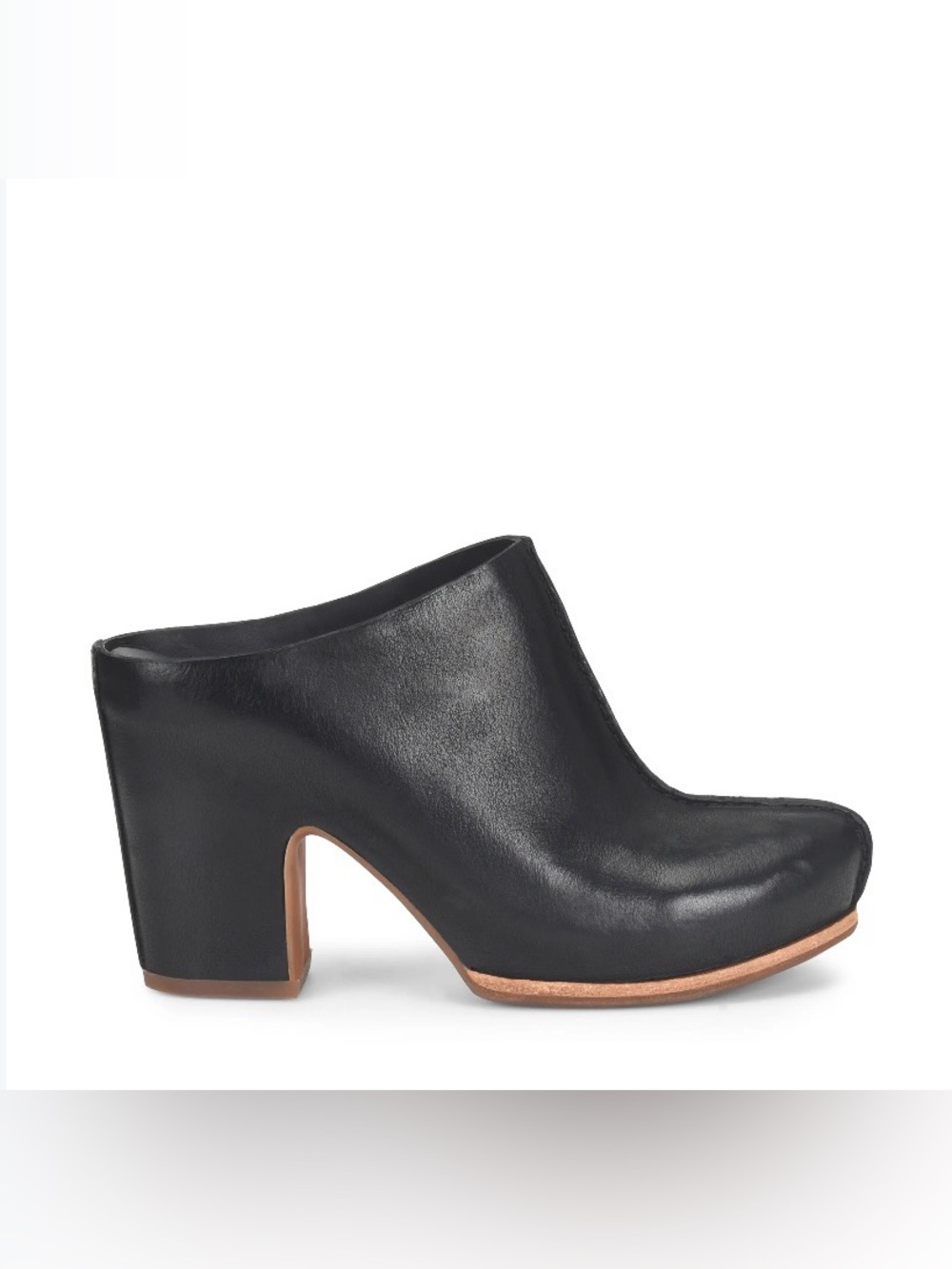 Kork-Ease Sagano Black Leather Heeled Clogs Mules Size 9